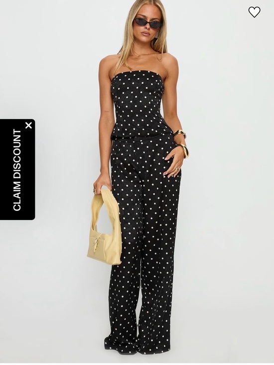 Princess Polly Other - Princess Polly Black Polka Dot Wide-Leg Pants Set with a flaterring corset top